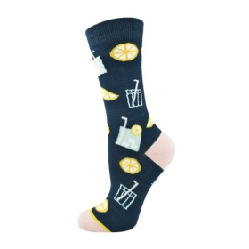 Womens Lemonade Bamboo Socks Navy Bamboozld - 1