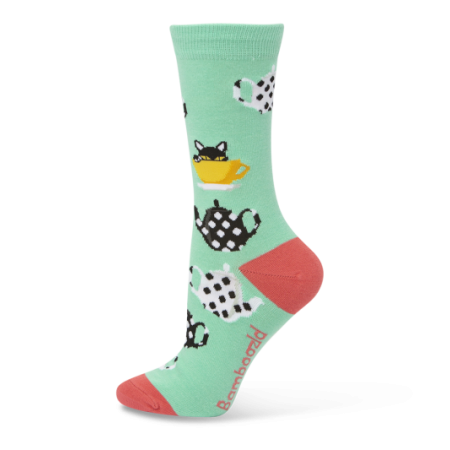 Womens Kitty In A Teacup Bamboo Socks