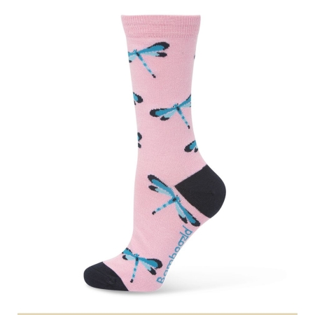 Womens Dragonfly Pink Bamboo Socks