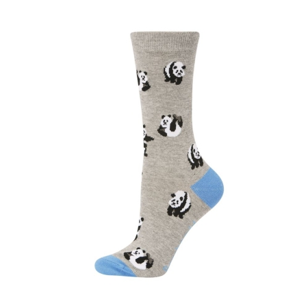 Womens Panda Bamboo Socks Grey Bamboozld - 1