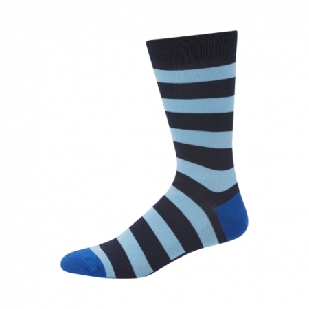 Mens Stripes Bamboo Socks Blue Bamboozld - 1