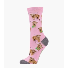 Womens Highlander Cow Bamboo Socks