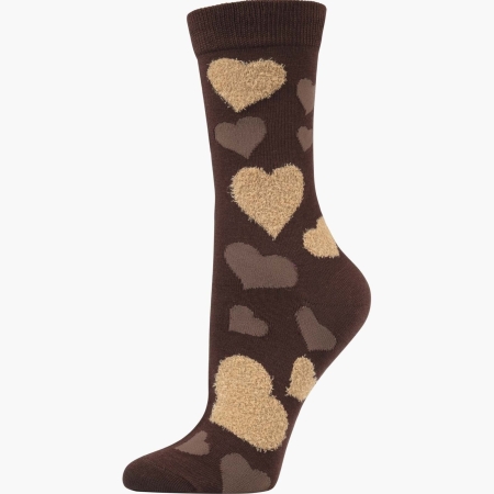Womens Fluffy Hearts Bamboo Socks