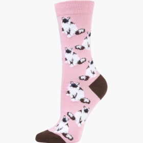 Womens Fluffy Ragdoll Bamboo Socks Pink