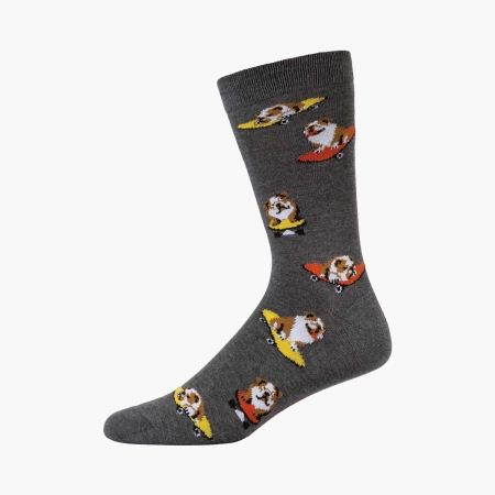 Mens Skater Bulldog Bamboo Socks